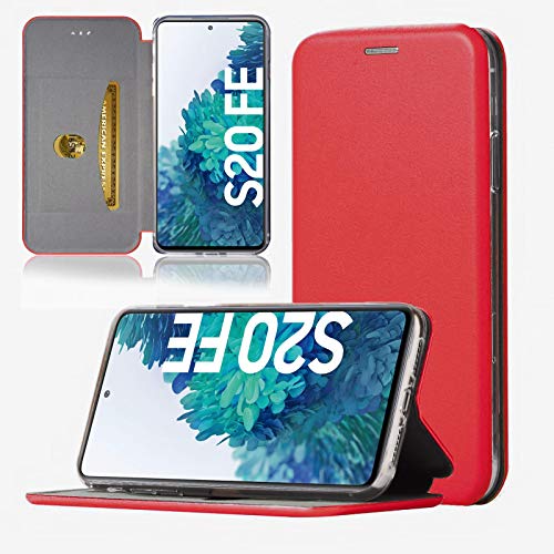 numerva Hülle kompatibel mit Samsung Galaxy S20 FE Handyhülle Flip Tasche Cover Case Standfunktion Rot von numerva