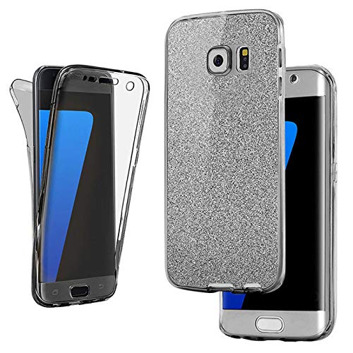 numerva kompatibel mit Samsung Galaxy S7 Edge Hülle Full Case Glitzer Galaxy S7 Edge Handyhülle Grau von numerva