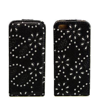 numerva kompatibel mit iPhone 5C Handytasche Glitzer Schutzhülle iPhone 5C Hülle Schwarz von numerva