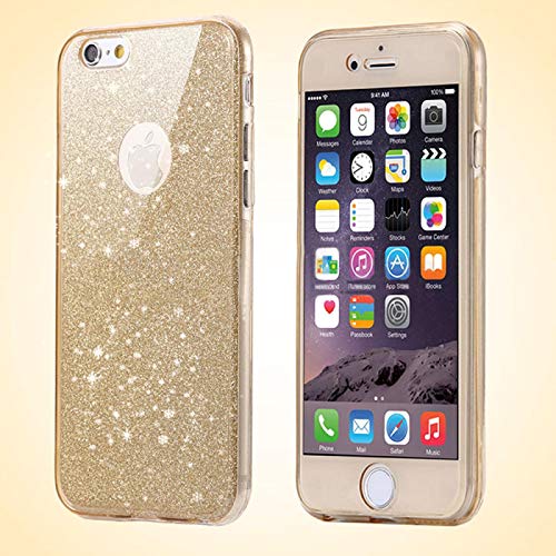 numerva kompatibel mit iPhone X Hülle Full Case Glitzer iPhone XS Handyhülle beidseitig Bling Gold von numerva