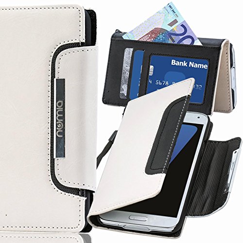 Samsung Galaxy Note 3 Neo Hülle, numia Handyhülle Handy Schutzhülle [Book-Style Handytasche mit Standfunktion und Kartenfach] Pu Leder Tasche für Samsung Galaxy Note 3 Neo N7505 Case Cover [Weiss-Schwarz] von numia