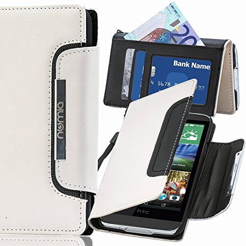 numia HTC One M8 Hülle, Handyhülle Handy Schutzhülle [Book-Style Handytasche mit Standfunktion und Kartenfach] Pu Leder Tasche für HTC One M8 Case Cover [Weiss-Schwarz] von numia