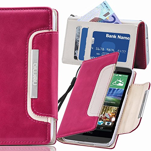 numia HTC One Mini 2 Hülle, Handyhülle Handy Schutzhülle [Book-Style Handytasche mit Standfunktion und Kartenfach] Pu Leder Tasche für HTC One Mini 2 Case Cover [Pink-Weiss] von numia