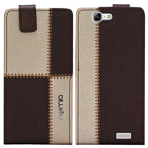 numia Huawei Ascend G7 Hülle, Handyhülle Handy Schutzhülle [Handytasche mit Standfunktion und Kartenfach] Pu Leder Tasche fürHuawei Ascend G7 Case Cover [Braun-Beige] von numia