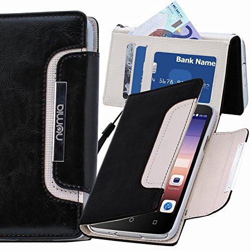 numia Huawei Ascend P7 Hülle, Handyhülle Handy Schutzhülle [Book-Style Handytasche mit Standfunktion und Kartenfach] Pu Leder Tasche für Huawei Ascend P7 Case Cover [Schwarz-Weiss] von numia