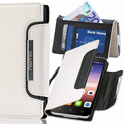 numia Huawei Y625 Hülle, Handyhülle Handy Schutzhülle [Book-Style Handytasche mit Standfunktion und Kartenfach] Pu Leder Tasche für Huawei Y625 Case Cover [Weiss-Schwarz] von numia