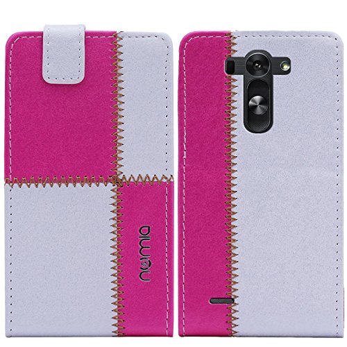 numia LG G3S Hülle, Handyhülle Handy Schutzhülle [Handytasche mit Standfunktion und Kartenfach] Pu Leder Tasche fürLG G3S Beat (D722) Case Cover [Weiss-Pink] von numia