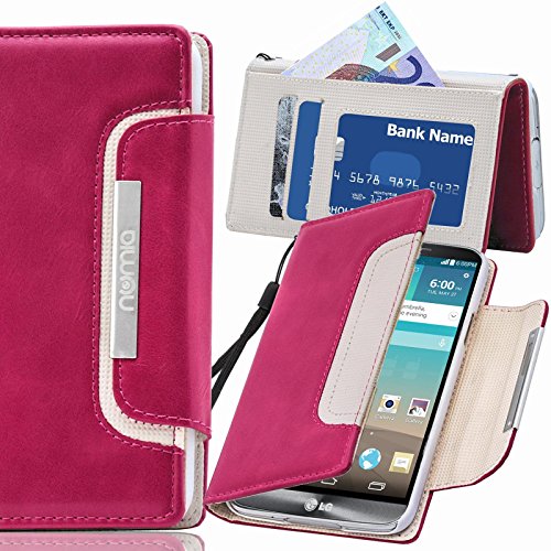 numia LG Optimus L5 II Hülle, Handyhülle Handy Schutzhülle [Book-Style Handytasche mit Standfunktion und Kartenfach] Pu Leder Tasche für LG Optimus L5 2 II E460 Case Cover [Pink-Weiss] von numia