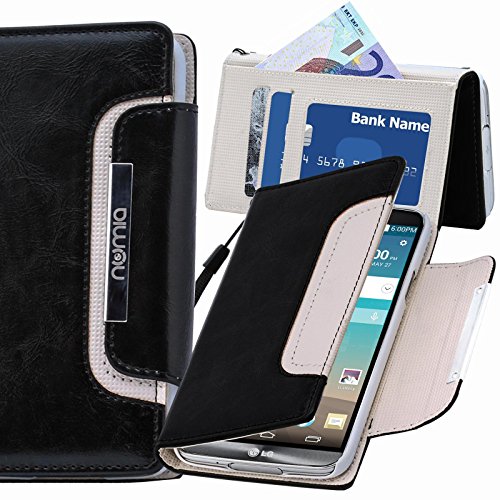 numia LG X Screen Hülle, Handyhülle Handy Schutzhülle [Book-Style Handytasche mit Standfunktion und Kartenfach] Pu Leder Tasche für LG X Screen Case Cover [Schwarz-Weiss] von numia