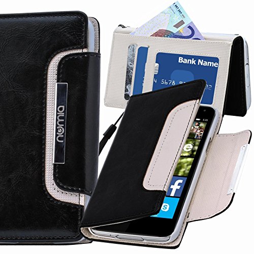 numia Nokia Lumia 625 Hülle, Handyhülle Handy Schutzhülle [Book-Style Handytasche mit Standfunktion und Kartenfach] Pu Leder Tasche für Nokia Lumia 625 Case Cover [Schwarz-Weiss] von numia