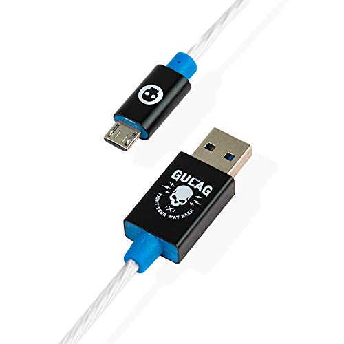 Numskull Offizielle Call of Duty Warzone Micro USB Kabel Fließen Blauer LED Kabel 1,5m - Schnell-Ladekabel - Kompatibel mit PS4-Controller, Samsung, HTC von numskull