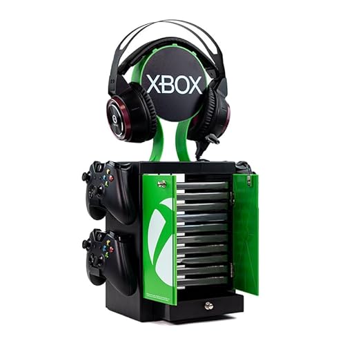 Numskull Offizieller Aufbewahrungsschrank für Xbox Series X Spiele, Kopfhörerständer und Controller-Halter für 10 Spiele oder Blu-Ray Disk-Hüllen, 4 Xbox-Controller von numskull