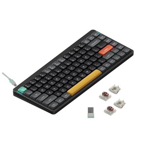 nuphy Air75 V2 Kabellose mechanische Tastatur, 84 Tasten RGB Hot-Swap Tastatur, unterstützt Bluetooth 5.1, 2.4G und kabelgebundener Verbindungc für PC/Laptop/Windows/Mac-Black Gateron Brown Switch von nuphy