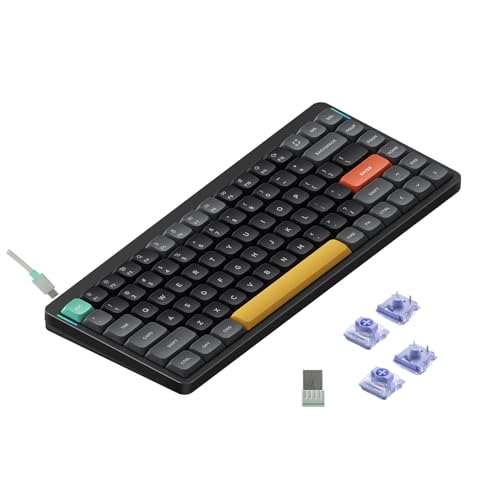nuphy Air75 V2 Kabellose mechanische Tastatur, 84 Tasten RGB Hot-Swap Tastatur, unterstützt Bluetooth 5.1, 2.4G und kabelgebundener Verbindungc für PC/Laptop/Windows/Mac-Black Gateron Wisteria Switch von nuphy