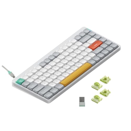 nuphy Air75 v2 Mechanische Tastatur QMK/VIA, 75% Low Profile Kabellose Tastatur, Bluetooth 5.1, 2.4GHz und Kabelverbindung, Kompatibel mit Windows und Mac OS Systemen - Ionic White Switch Aloe von nuphy