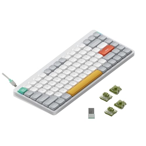 nuphy Air75 v2 Mechanische Tastatur QMK/VIA, 75% Low Profile Kabellose Tastatur, Bluetooth 5.1, 2.4GHz und Kabelverbindung, Kompatibel mit Windows und Mac OS Systemen - Ionic White Switch Moss von nuphy