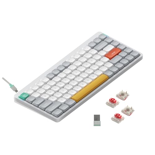 nuphy Air75 v2 Mechanische Tastatur QMK/VIA, 75% Low Profile Kabellose Tastatur, Bluetooth 5.1, 2.4GHz und Kabelverbindung, Kompatibel mit Windows und Mac OS Systemen - Ionic White Switch Red von nuphy