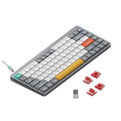 nuphy Air75 v2 Mechanische Tastatur QMK/VIA, 75% Low Profile Kabellose Tastatur, Bluetooth 5.1, 2.4GHz und Kabelverbindung, Kompatibel mit Windows und Mac OS Systemen - Lunar Gray Switch Cowberry von nuphy