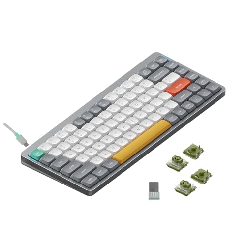 nuphy Air75 v2 Mechanische Tastatur QMK/VIA, 75% Low Profile Kabellose Tastatur, Bluetooth 5.1, 2.4GHz und Kabelverbindung, Kompatibel mit Windows und Mac OS Systemen - Lunar Gray Switch Moss von nuphy