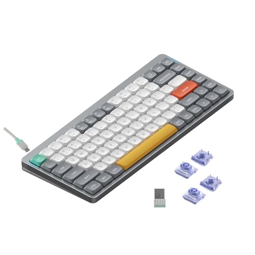 nuphy Air75 V2 Kabellose mechanische Tastatur, 84 Tasten RGB Hot-Swap Tastatur, unterstützt Bluetooth 5.1, 2.4G und kabelgebundener Verbindungc für PC/Laptop/Windows/Mac-Grey Gateron Wisteria Switch von nuphy