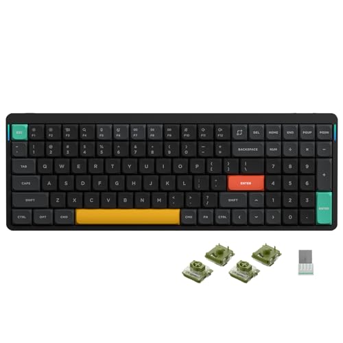 nuphy Air96 V2 Mechanische Tastatur Kabellos mit niedrigem Profil,100 Tasten RGB Hot-Swap Tastatur unterstützt 2.4GHz Wireless/Bluetooth/USB-C für PC/Laptop/Windows/Mac-Black Gateron Moss Switch von nuphy
