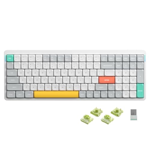nuphy Air96 V2 Mechanische Tastatur QMK/VIA, 96% Low Profile Kabellose Tastatur, Bluetooth 5.1, 2.4GHz und Kabelverbindung, Kompatibel mit Windows und Mac OS Systemen - Ionic White Aloe von nuphy