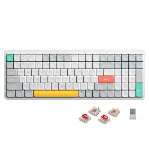 nuphy Air96 V2 Mechanische Tastatur QMK/VIA, 96% Low Profile Kabellose Tastatur, Bluetooth 5.1, 2.4GHz und Kabelverbindung, Kompatibel mit Windows und Mac OS Systemen - Ionic White Red von nuphy