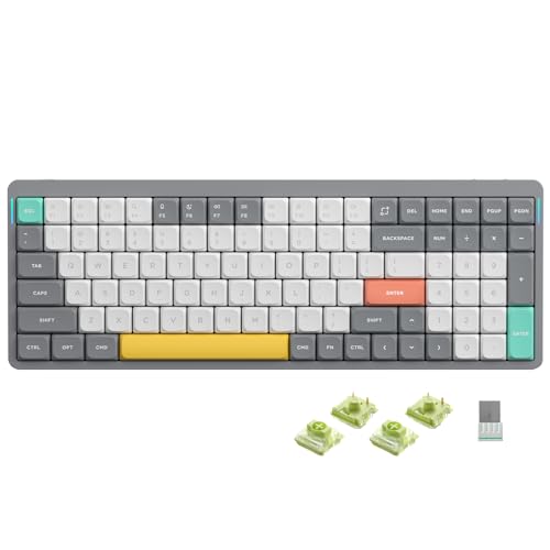 nuphy Air96 V2 Mechanische Tastatur QMK/VIA, 96% Low Profile Kabellose Tastatur, Bluetooth 5.1, 2.4GHz und Kabelverbindung, Kompatibel mit Windows und Mac OS Systemen - Lunar Gray Aloe von nuphy