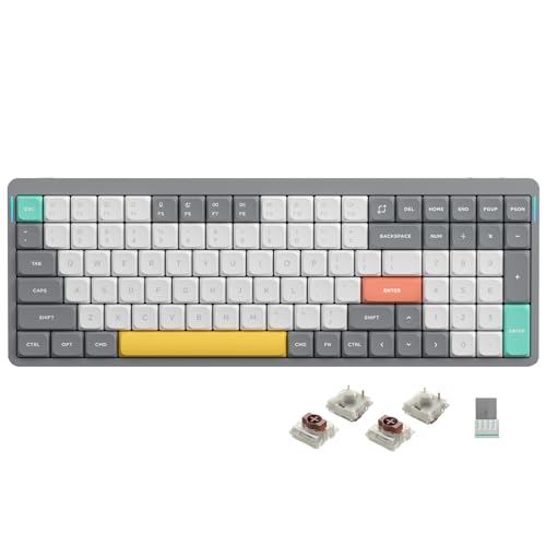 nuphy Air96 V2 Mechanische Tastatur QMK/VIA, 96% Low Profile Kabellose Tastatur, Bluetooth 5.1, 2.4GHz und Kabelverbindung, Kompatibel mit Windows und Mac OS Systemen - Lunar Gray Brown von nuphy