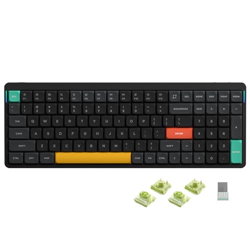 nuphy Air96 v2 Mechanische Tastatur QMK/VIA, 96% Low Profile Kabellose Tastatur, Bluetooth 5.1, 2.4GHz und Kabelverbindung, Kompatibel mit Windows und Mac OS Systemen - Basalt Black Switch Aloe von nuphy