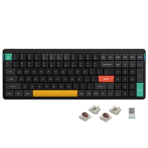 nuphy Air96 v2 Mechanische Tastatur QMK/VIA, 96% Low Profile Kabellose Tastatur, Bluetooth 5.1, 2.4GHz und Kabelverbindung, Kompatibel mit Windows und Mac OS Systemen - Basalt Black Switch Brown von nuphy