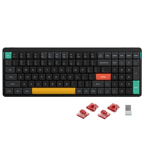nuphy Air96 v2 Mechanische Tastatur QMK/VIA, 96% Low Profile Kabellose Tastatur, Bluetooth 5.1, 2.4GHz und Kabelverbindung, Kompatibel mit Windows und Mac OS Systemen - Basalt Black Switch Cowberry von nuphy