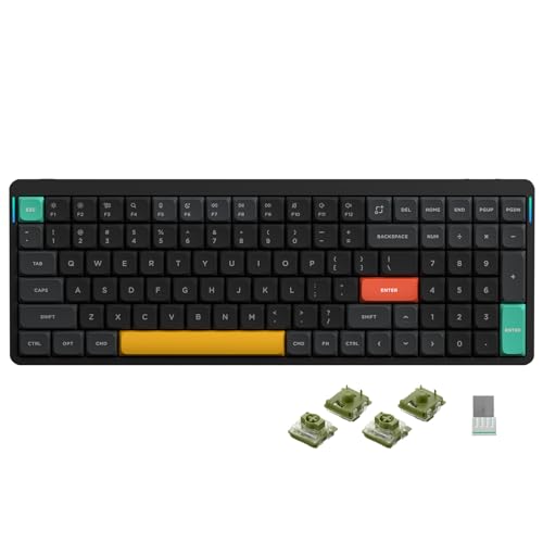 nuphy Air96 v2 Mechanische Tastatur QMK/VIA, 96% Low Profile Kabellose Tastatur, Bluetooth 5.1, 2.4GHz und Kabelverbindung, Kompatibel mit Windows und Mac OS Systemen - Basalt Black Switch Moss von nuphy