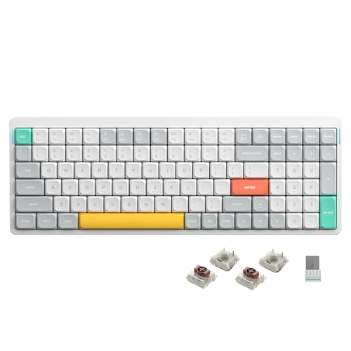 nuphy Air96 V2 Mechanische Tastatur Kabellos mit niedrigem Profil,100 Tasten RGB Hot-Swap Tastatur unterstützt 2.4GHz Wireless/Bluetooth/USB-C für PC/Laptop/Windows/Mac-White Gateron Brown Switch von nuphy