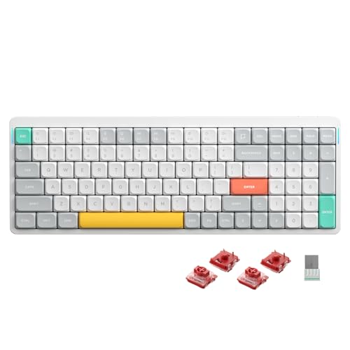 nuphy Air96 v2 Mechanische Tastatur QMK/VIA, 96% Low Profile Kabellose Tastatur, Bluetooth 5.1, 2.4GHz und Kabelverbindung, Kompatibel mit Windows und Mac OS Systemen - Ionic White Switch Cowberry von nuphy