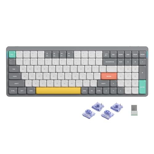 nuphy Air96 v2 Mechanische Tastatur QMK/VIA, 96% Low Profile Kabellose Tastatur, Bluetooth 5.1, 2.4GHz und Kabelverbindung, Kompatibel mit Windows und Mac OS Systemen - Lunar Gray Switch Wisteria von nuphy