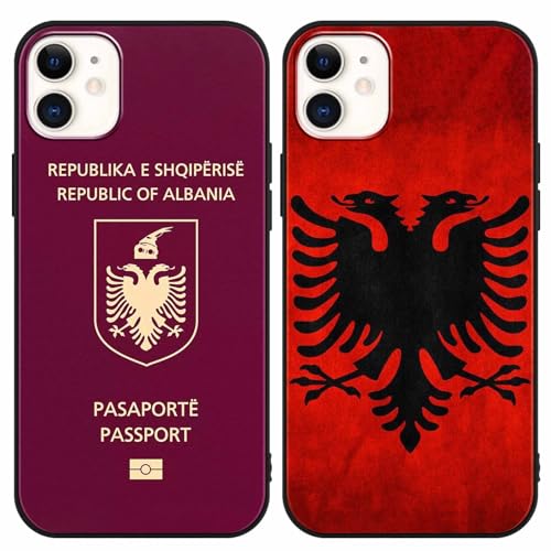[2 Stück] Albanien Handyhülle Albania Schutzhülle für Apple iPhone 11 Hülle 6,1",Silikon Albanien Fahne Flagge Motiv Design Stoßfest TPU für iPhone 11, Schwarz Case Cover von nurkorki