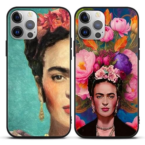2 Stück Handyhülle Kompatibel mit Apple iPhone 15 PRO MAX Hülle 6.7",Frida Kahlo Portraits Aesthetic Muster Design Silikon TPU Stoßfest Schutzhülle für iPhone 15 PRO MAX,KameraSchutz 2 von nurkorki