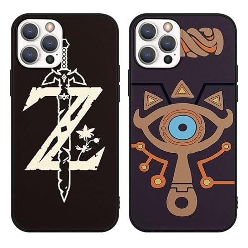 [2 Stück] Handyhülle für Apple iPhone 12/12 Pro 6,1" Hülle, Schutzhülle mit The Legend of Zelda Breath of The Wild Muster Stoßfest TPU Weich Silikon Case für iPhone 12 Pro von nurkorki