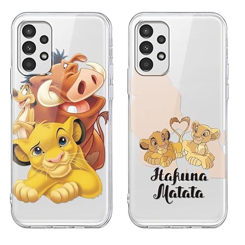 [2 Stück] Handyhülle für Samsung Galaxy A13 4G Hülle 6,6",Weich TPU Silikon Transparent Case Karikatur Niedlich Lion Motiv Muster Stoßfest Schutzhülle Kompatibel mit Samsung A13,02 von nurkorki