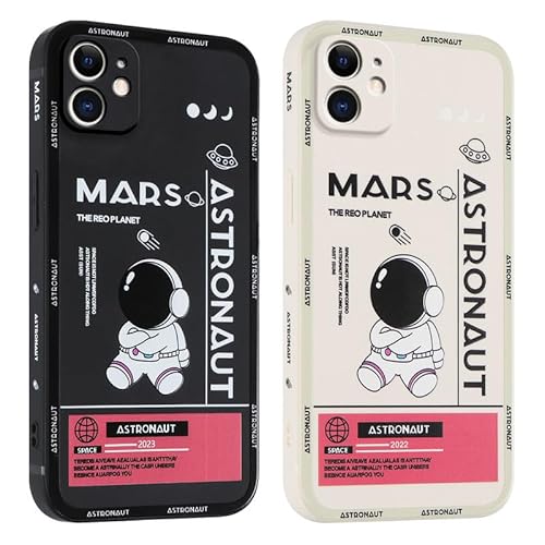 [2 Stück] Hülle Kompatibel mit Apple iPhone 11 6,1", Schutzhülle mit Cool Cartoon Kreatives Astronaut Muster,Weiche TPU Kratzfest Stoßfest Space Mond Design Case für iPhone 11 von nurkorki