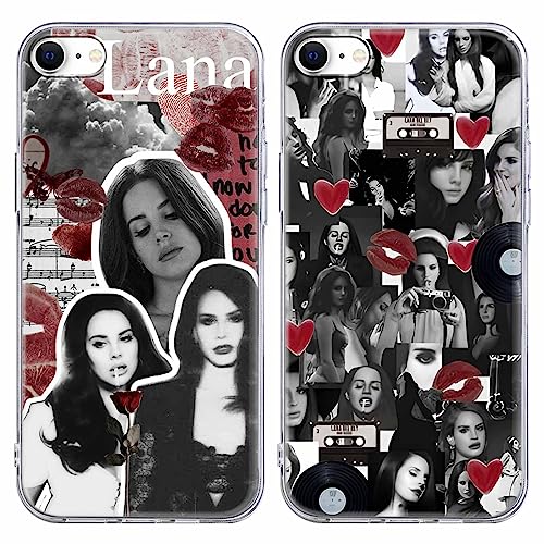 [2 Stück] Lana Del Rey Schutzhülle für iPhone 8 iPhone 7 iPhone SE 2022/2020 Hülle 4,7", Transparente Silikon Case Ultra Dünn Kratzfest TPU für Junge Mädchen Handyhülle für iPhone 8 7,R2 von nurkorki