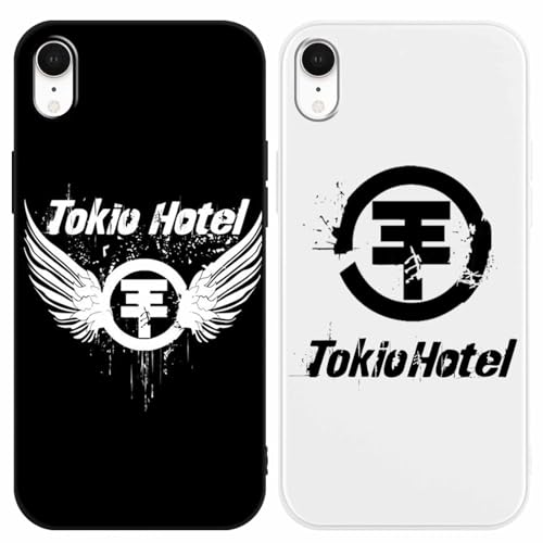 [2 Stück] Silicone Handyhülle für Apple iPhone XR Hülle 6,1", Stoßfeste Kratzfeste Schutzhülle mit Tokio Hotel Band Muster Junge Bumper Cover Case für iPhone XR,Schwarz B1 von nurkorki