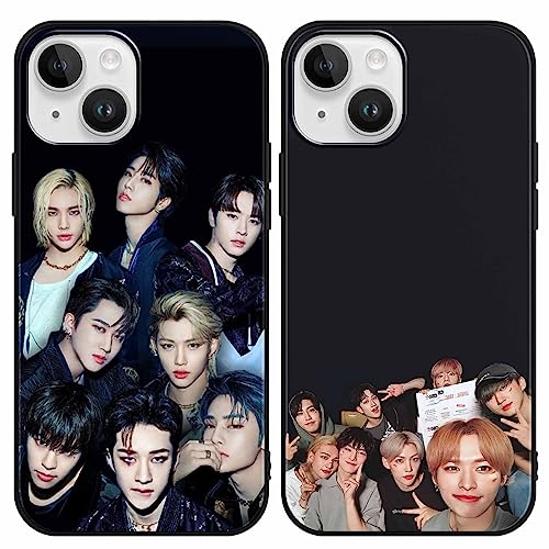 [2 Stück] Stray Kids Handyhülle mit iPhone 14 iPhone13 Hülle 6,1", Kpop Start für Mädchen Frauen Silikon TPU Stoßfest Case Design Muster Schutzhülle für Skz Fans für iPhone 14 iPhone13 Hüllen,02 von nurkorki