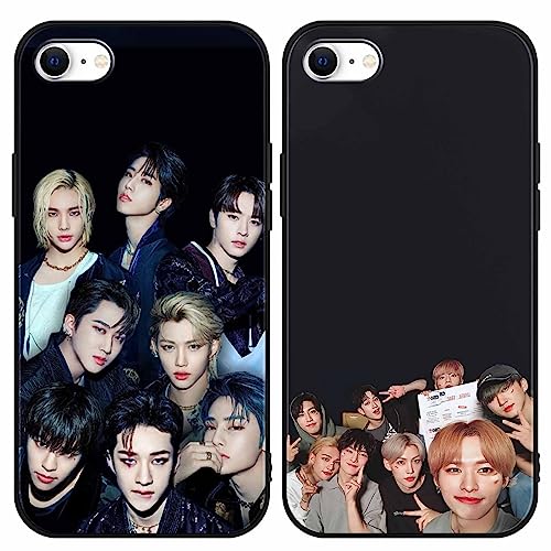 [2 Stück] Stray Kids Handyhülle mit iPhone 8 iPhone 7 iPhone SE 2022/2020 Hülle 4,7", Kpop Start für Mädchen Silikon TPU Stoßfest Case Design Muster Schutzhülle für Skz Fans für iPhone 8 7 Hüllen,02 von nurkorki