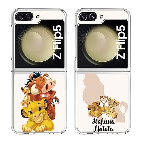 [2 Stück] Transparent Handyhülle für Samsung Galaxy Z Flip 5 5G Hülle 6,7",Kawaii Karikatur Niedlich Lion Motiv Muster TPU Silikon Stoßfest Case Schutzhülle Kompatibel mit Samsung Z Flip 5 5G,02 von nurkorki