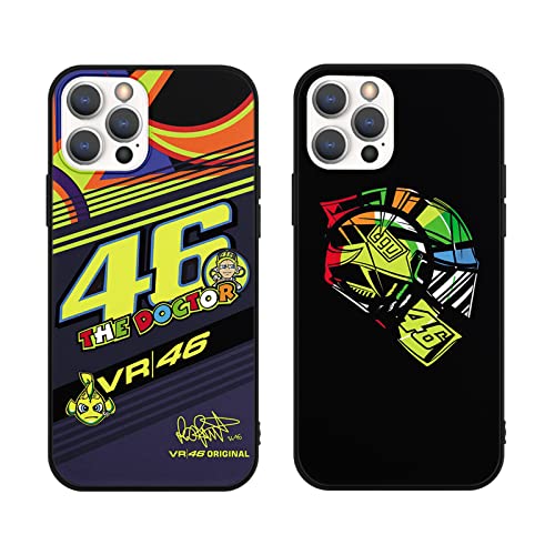 [2 Stück] für Apple iPhone 15-6,1" Hülle, Matt Schwarz Silikon mit Valentino Rossi VR 46 Design Schutzhülle Weiche TPU Stoßfest Bumper Ultra Slim Case für iPhone 15 von nurkorki