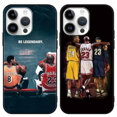 nurkorki [2 Stück] Basketball Handyhülle für iPhone 16 6,1",Matt TPU Weich Silikon Stoßfest Cover Schutzhülle Cool Mode Basketball 24 23 Player Star Muster Design Case,Schwarz von nurkorki
