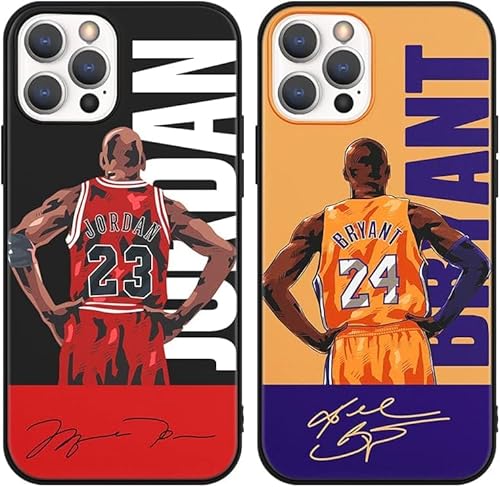 nurkorki [2 Stück] Cartoon Handyhülle für iPhone 16 Pro 6,3",TPU Silikon Stoßfest Cover Schutzhülle Design Cool Basketball Player Star 23 24 Muster Case für Junge Mann Fan Freund Geschenk von nurkorki