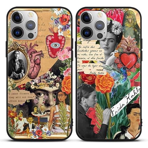 nurkorki 2 Stück Handyhülle Kompatibel mit Samsung Galaxy S23 FE Hülle 6.4",Frida Kahlo Portraits Aesthetic Muster Design Silikon TPU Stoßfest Schutzhülle für Samsung S23 FE,KameraSchutz 1 von nurkorki